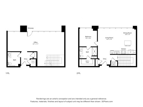 a diagram of two floor plans of a house